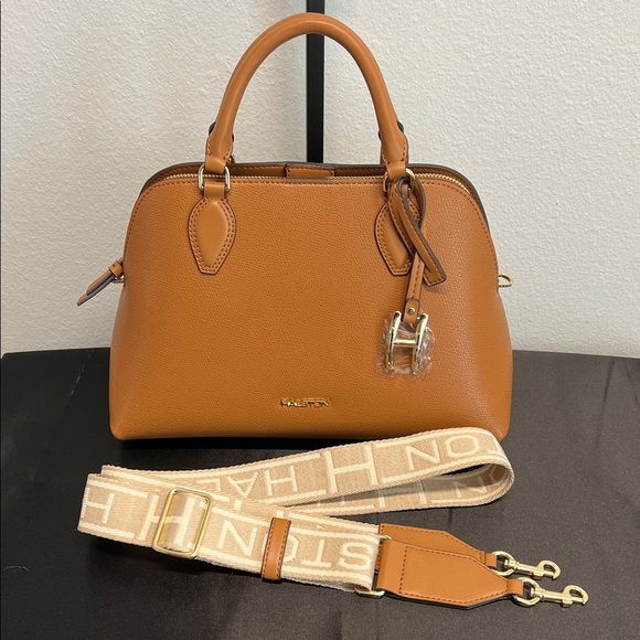 H Halston | Quincy Signature Logo Satchel - Picture 1 of 15